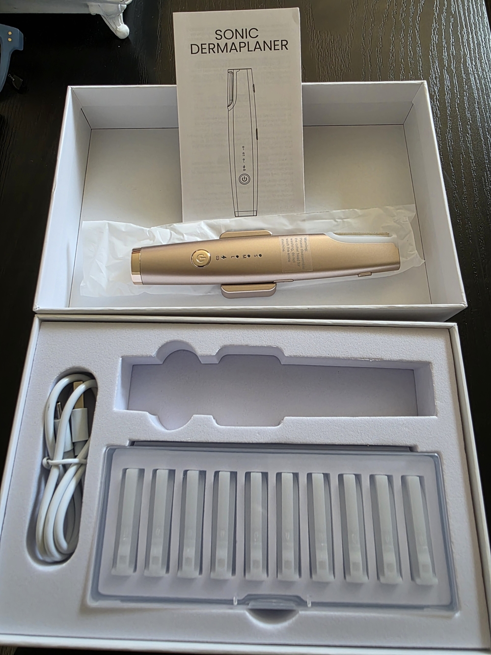 Sonic Dermaplaner Facial Hair Remover - Rose Gold